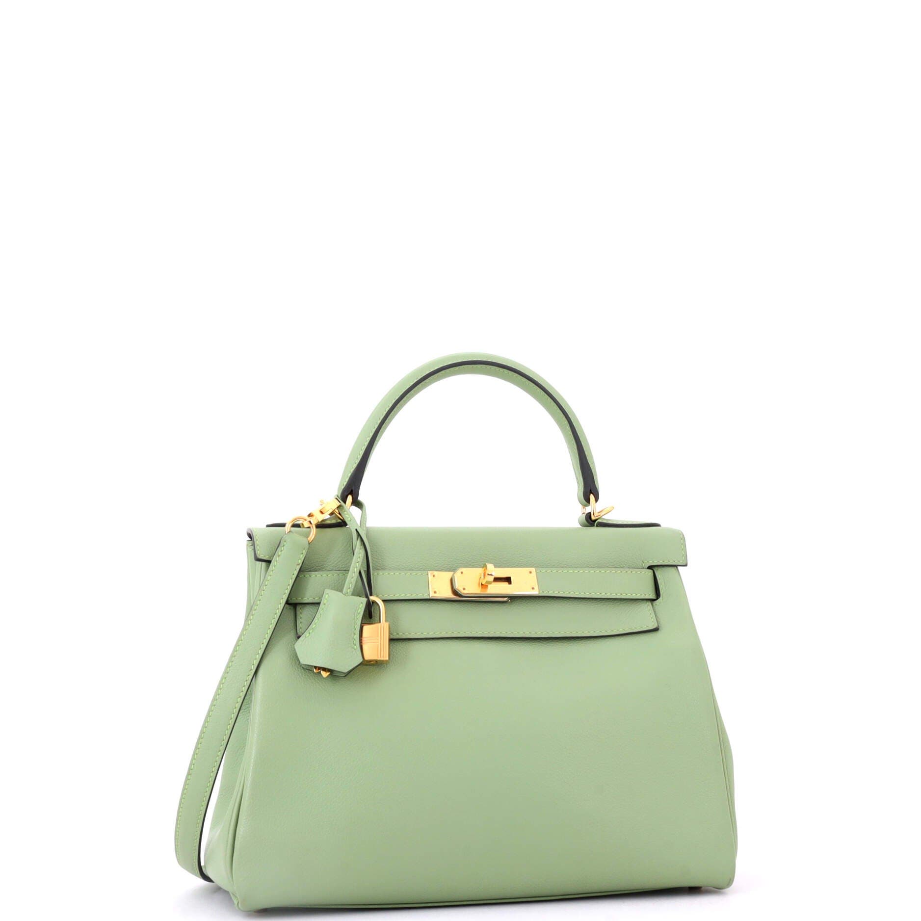 Pre-Owned Hermes Kelly Handbag Green Evercolor with Gold Hardware 28, Alternate, color, Vert Criquet