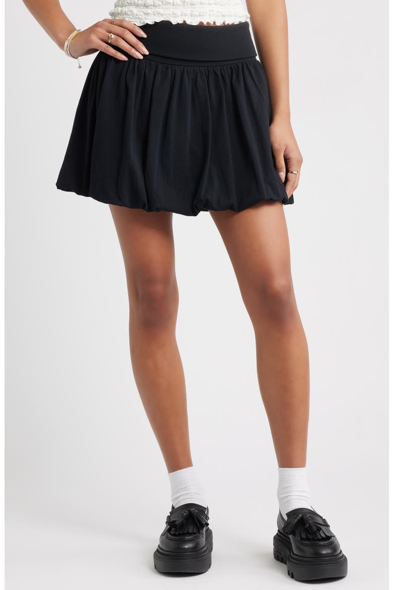 Bubble Hem Miniskirt, Main, color, BLACK