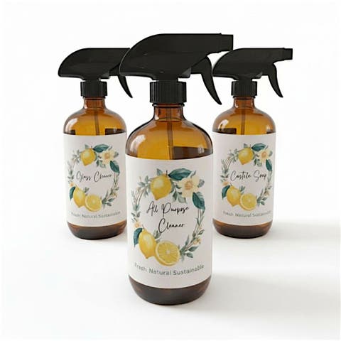 Cleaning Trio Refillable Glass Bottles Plant-Based Home Cleaning Set
