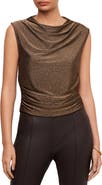 FIFTEEN TWENTY Paige Metallic Sleeveless Shirred Top