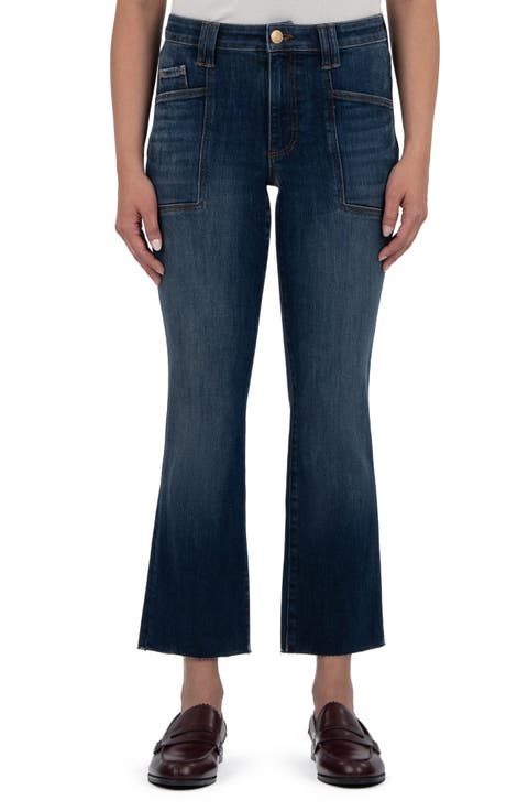 Kelsey Raw Hem Mid Rise Ankle Flare Jeans (Precocious)