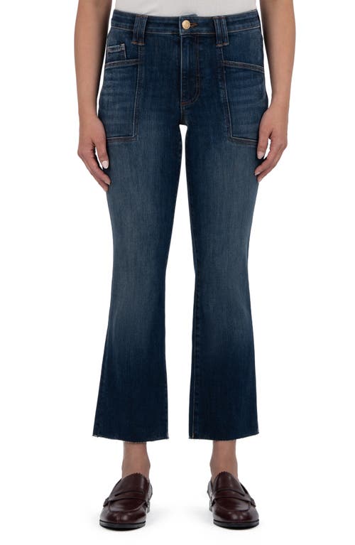 Kut From The Kloth Kelsey Raw Hem Mid Rise Ankle Flare Jeans In Blue