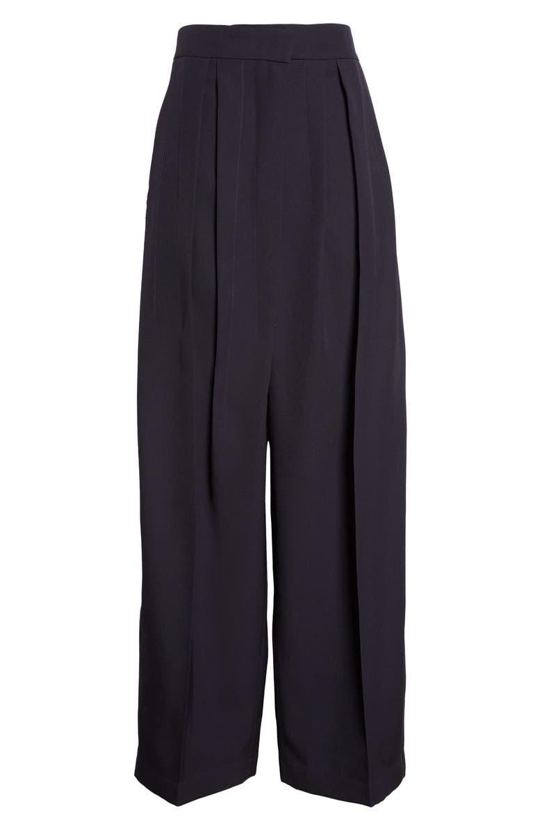 Jil Sander Irregular Pleated Wool Gabardine Trousers, Alternate, color, Navy