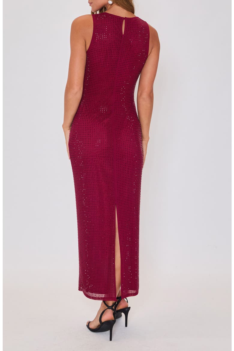 Rhinestone Detail Mesh Dress, Alternate, color, BURGUNDY