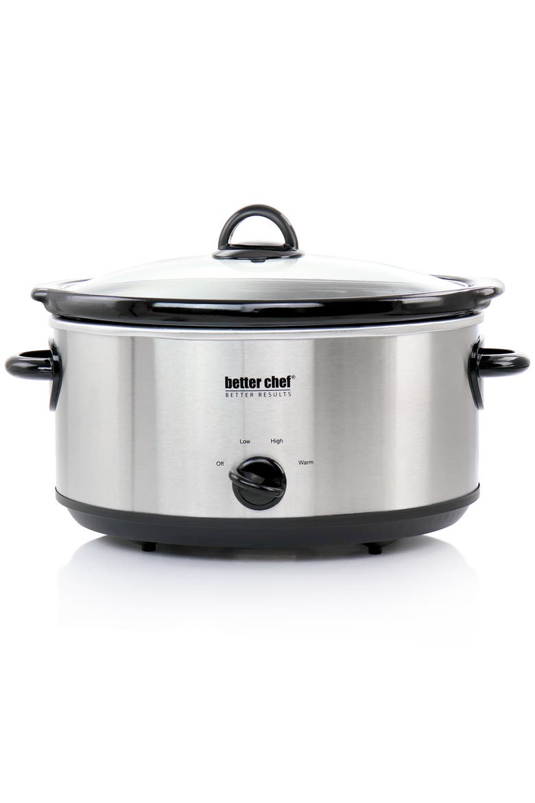 6 Quart Oval Slow Cooker with Removable Stoneware Crock, Alternate, color, Silver