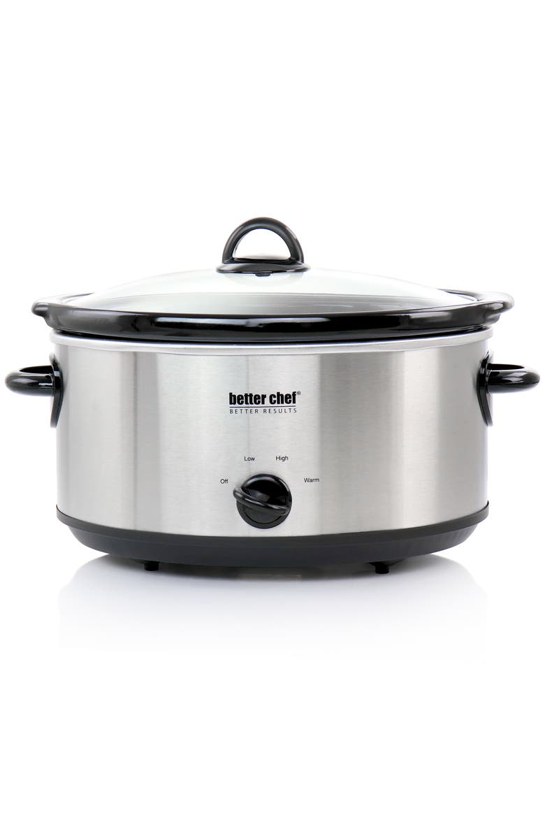 Better Chef 6 Quart Oval Slow Cooker with Removable Stoneware Crock, Alternate, color, Silver