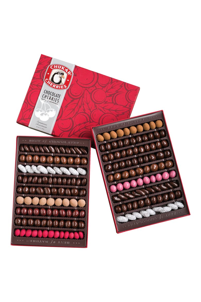 Sumptuous Assortment Chocolate, Dried Fruit & Nut Two Tray Gift Box, Main, color, RED