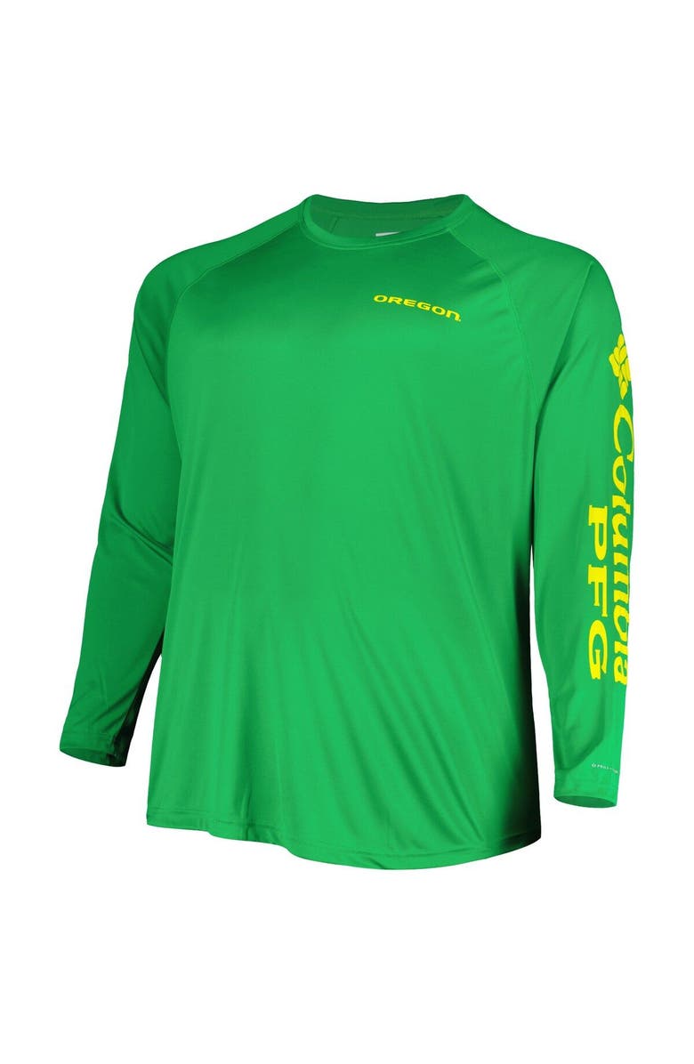 Columbia Men's Columbia Green Oregon Ducks Big & Tall Terminal Tackle Team Raglan Omni-Shade Long Sleeve T-Shirt, Alternate, color, Green