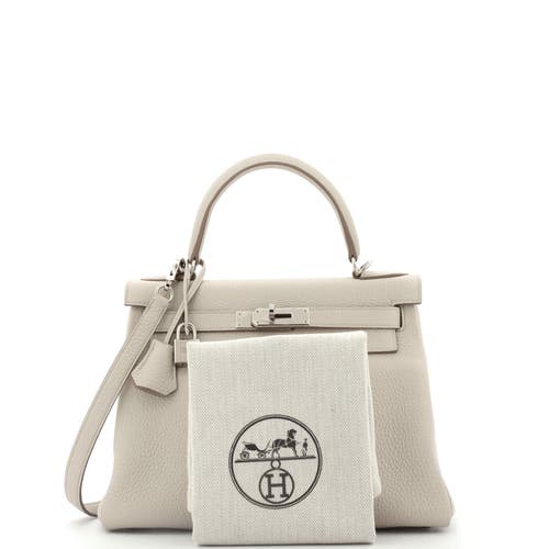 Pre-owned Hermes Hermes Kelly Handbag Light Clemence With Palladium Hardware 28 In Gray