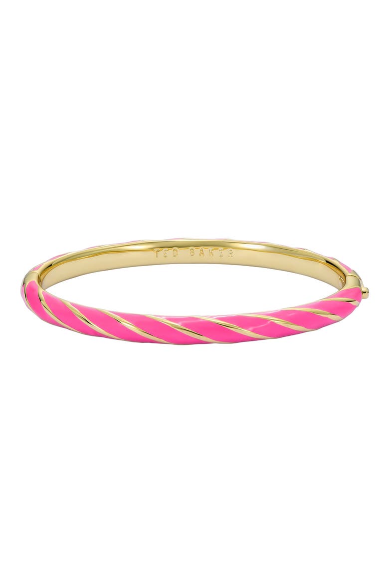 Trinity Twist Enamel Hinge Bracelet, Alternate, color, METALLIC GOLD/ BRIGHT PINK