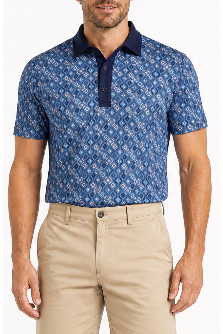 Jacquard Effect Tech Jersey Golf Polo, Main, color, BLUE