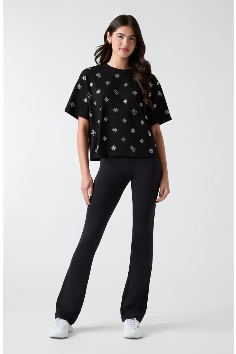 Amalia Rhinestone Logo T-Shirt, Alternate, color, BLACK-BLACK