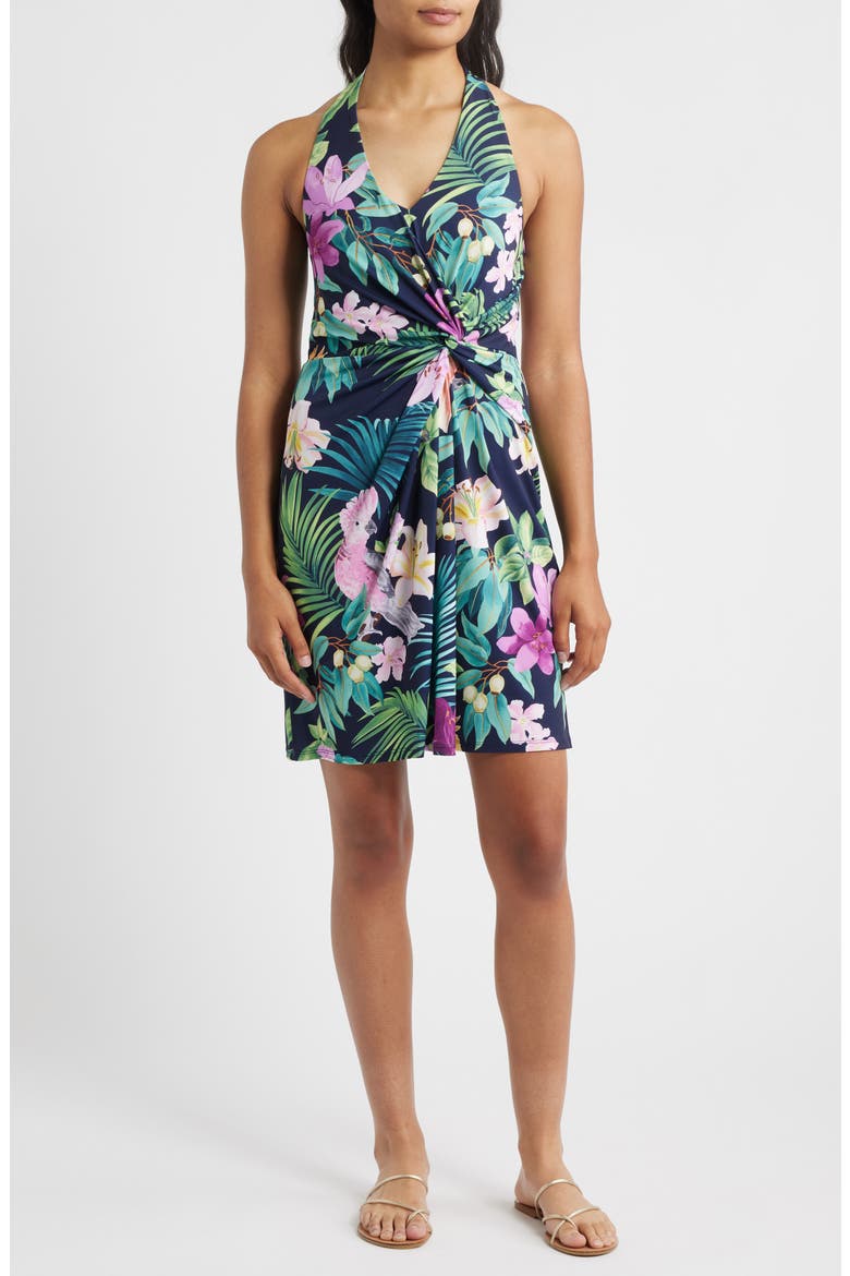 Clara Tropical Bliss Halter Dress, Main, color, COASTLINE