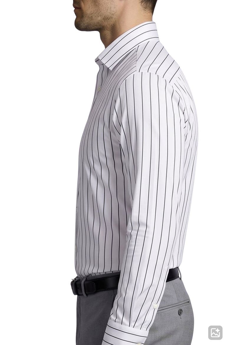 Stripe Cotton Dress Shirt, Alternate, color, WHITE