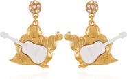 True Religion Gold Tone Buddha Dangle Earrings