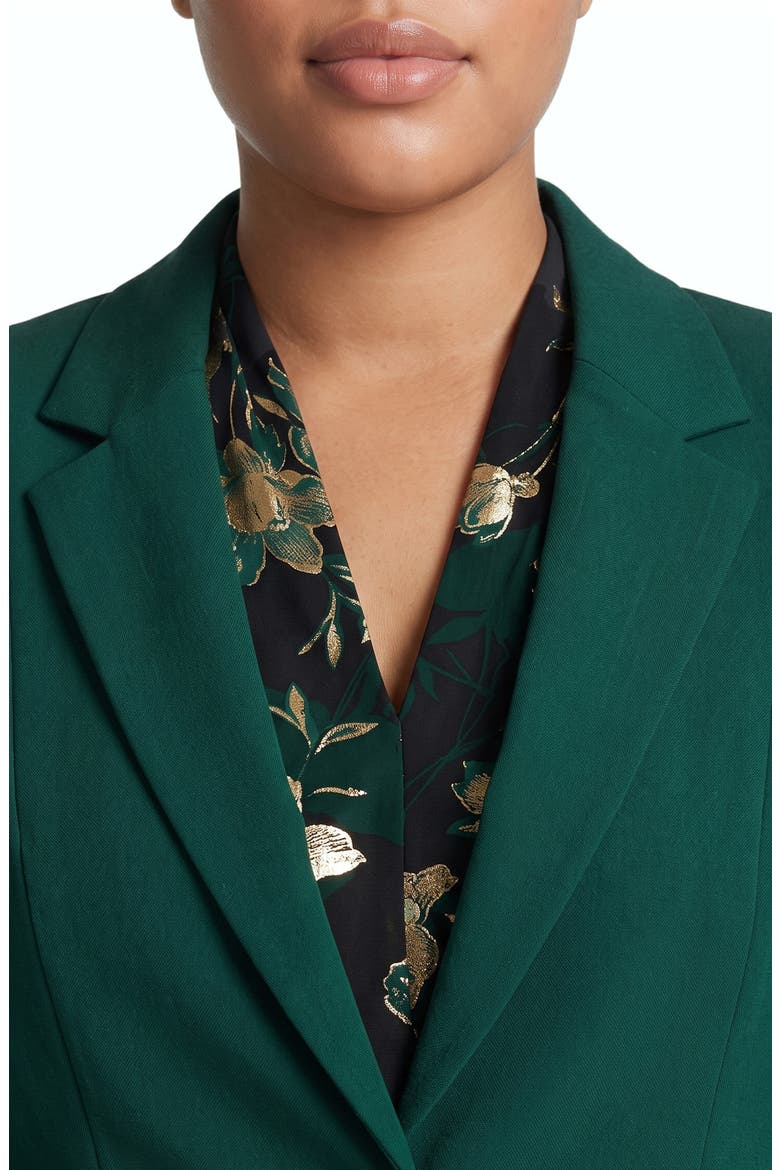Notched Lapel Waist Seam Blazer, Alternate, color, EVERGREEN