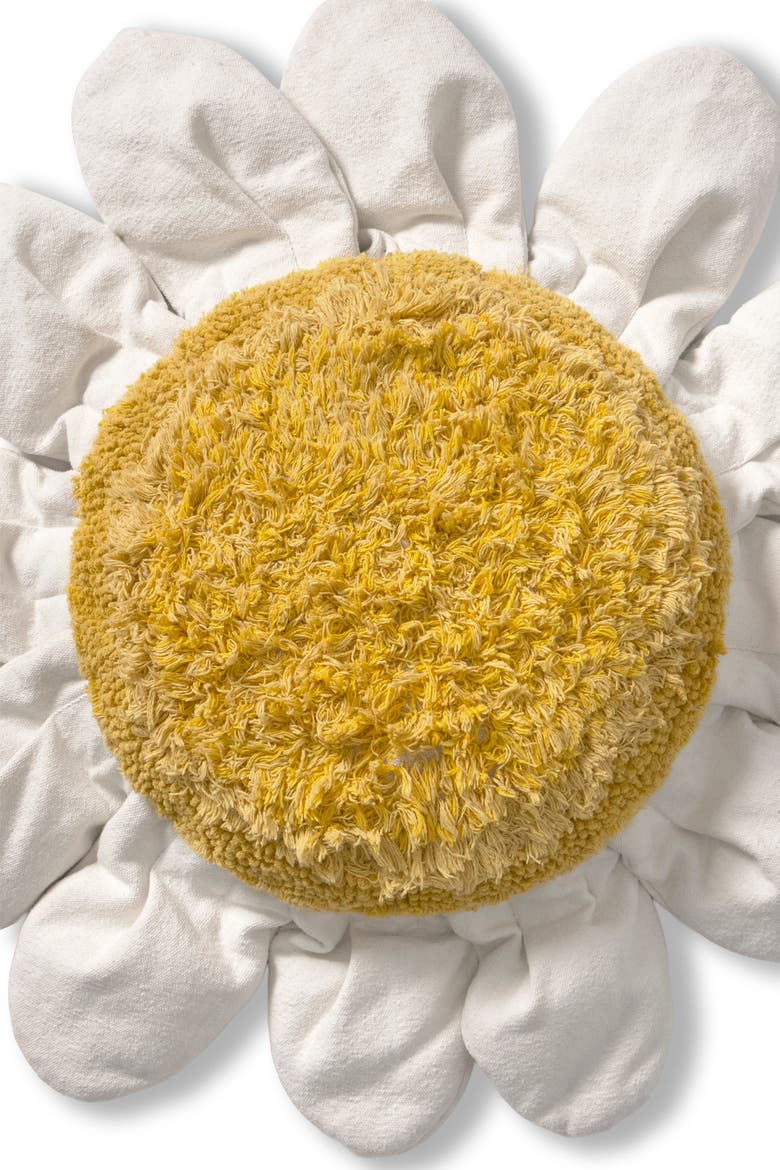 Floor Cushion Flowers, Alternate, color, Dk Honey, Mustard, Ivory