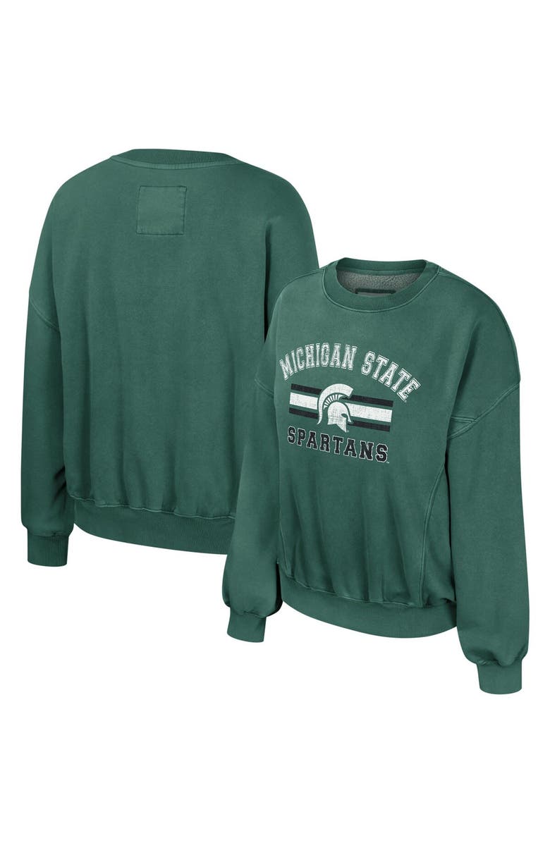 COLOSSEUM Women's Colosseum Green Michigan State Spartans Audrey Washed Pullover Sweatshirt, Main, color, 