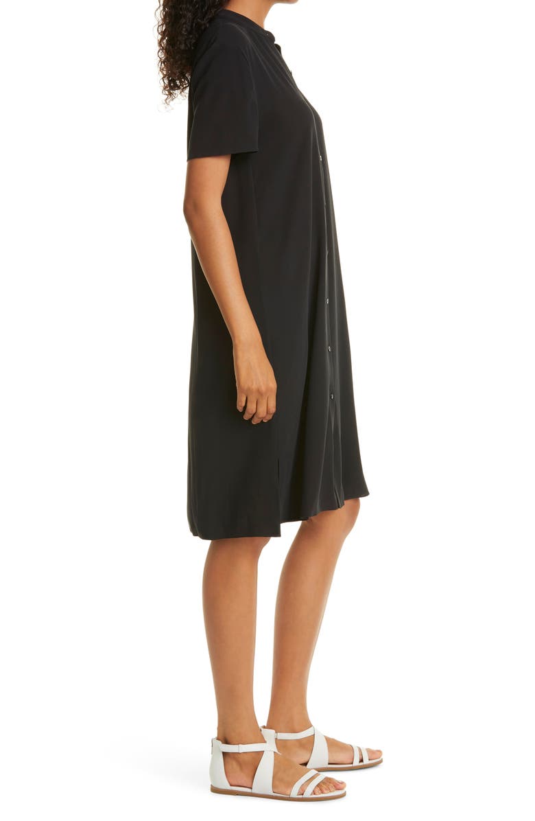 Eileen Fisher Mandarin Collar Silk Shirtdress, Alternate, color, 