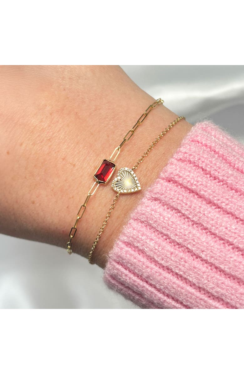 The Lovery Fine Jewelry Garnet Bezel Paperclip Bracelet, Alternate, color, Garnet