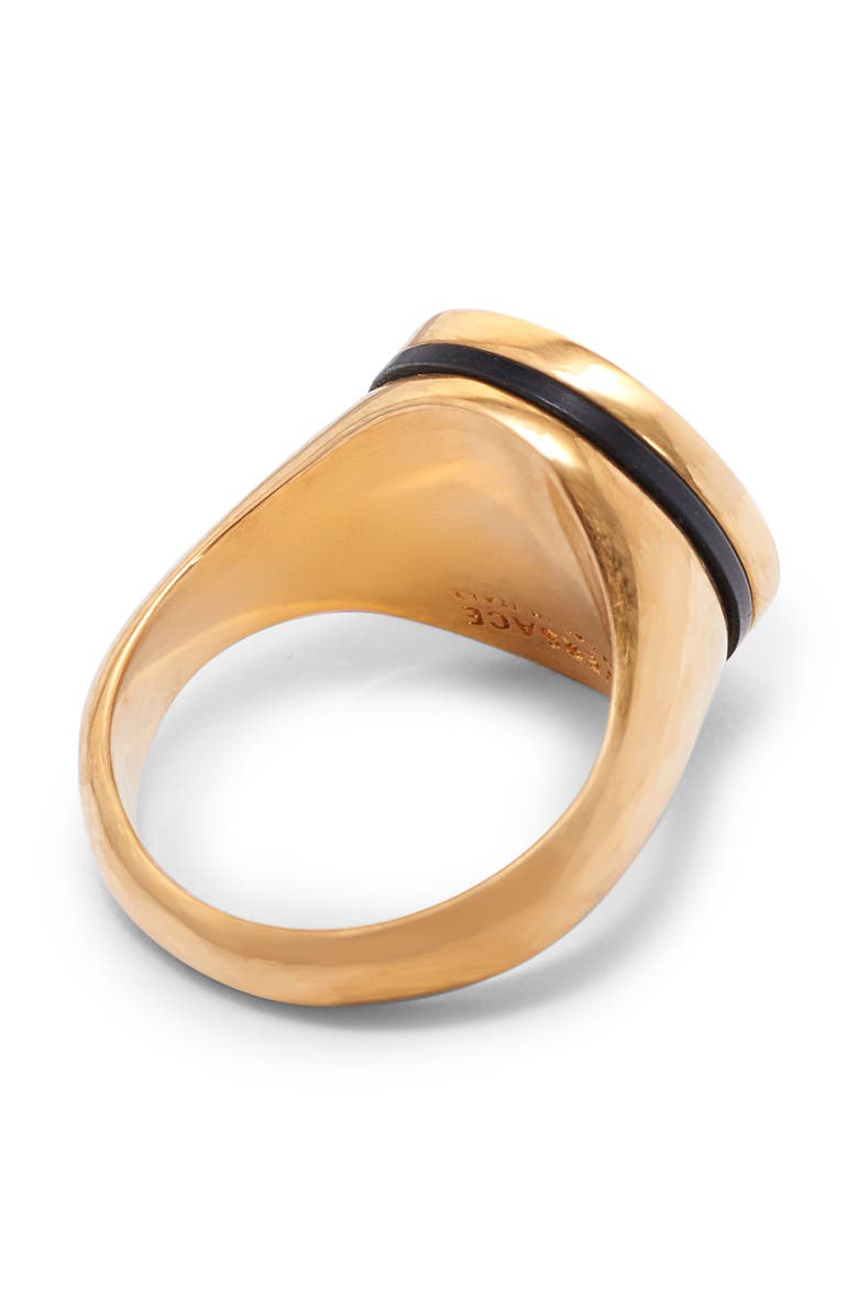 Versace Round Medusa Ring, Alternate, color, Black-Tribute Gold