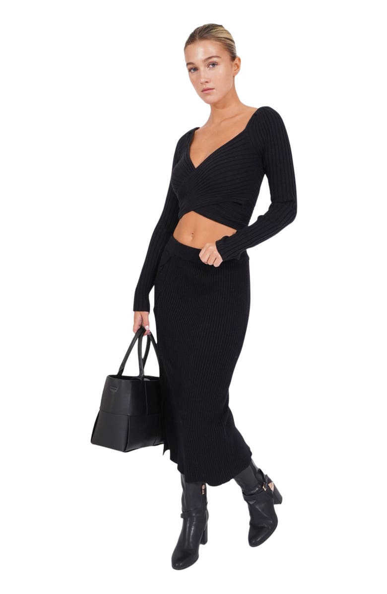 Belle & Bloom All My Life Knit Midi Skirt, Alternate, color, Black