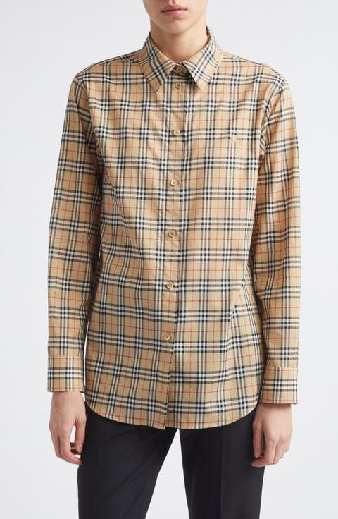 Emma Check Cotton Poplin Button-Up Shirt