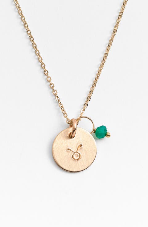 14k-Gold Fill & Semiprecious Birthstone Zodiac Mini Disc Necklace