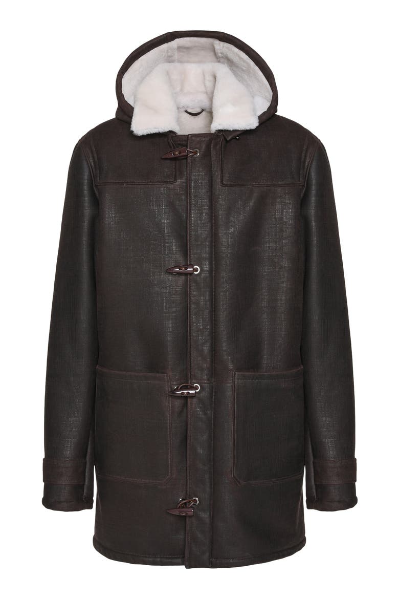 Men's Genuine Shearling Parka, Alternate, color, Brown Pattern/White