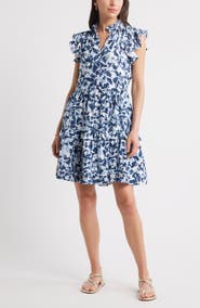Caslon® Ruffle Duo Cotton Gauze Dress