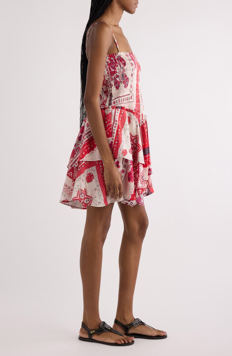 Isabel Marant Étoile Anka Paisley Print Smocked Cotton Sundress, Alternate, color, Red/ Ecru