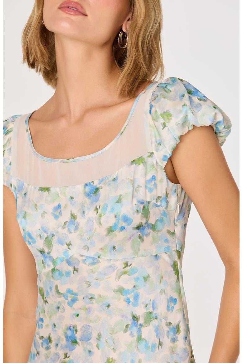 Erma Floral Puff Sleeve Empire Waist Midi Dress, Alternate, color, BLUE FLORAL