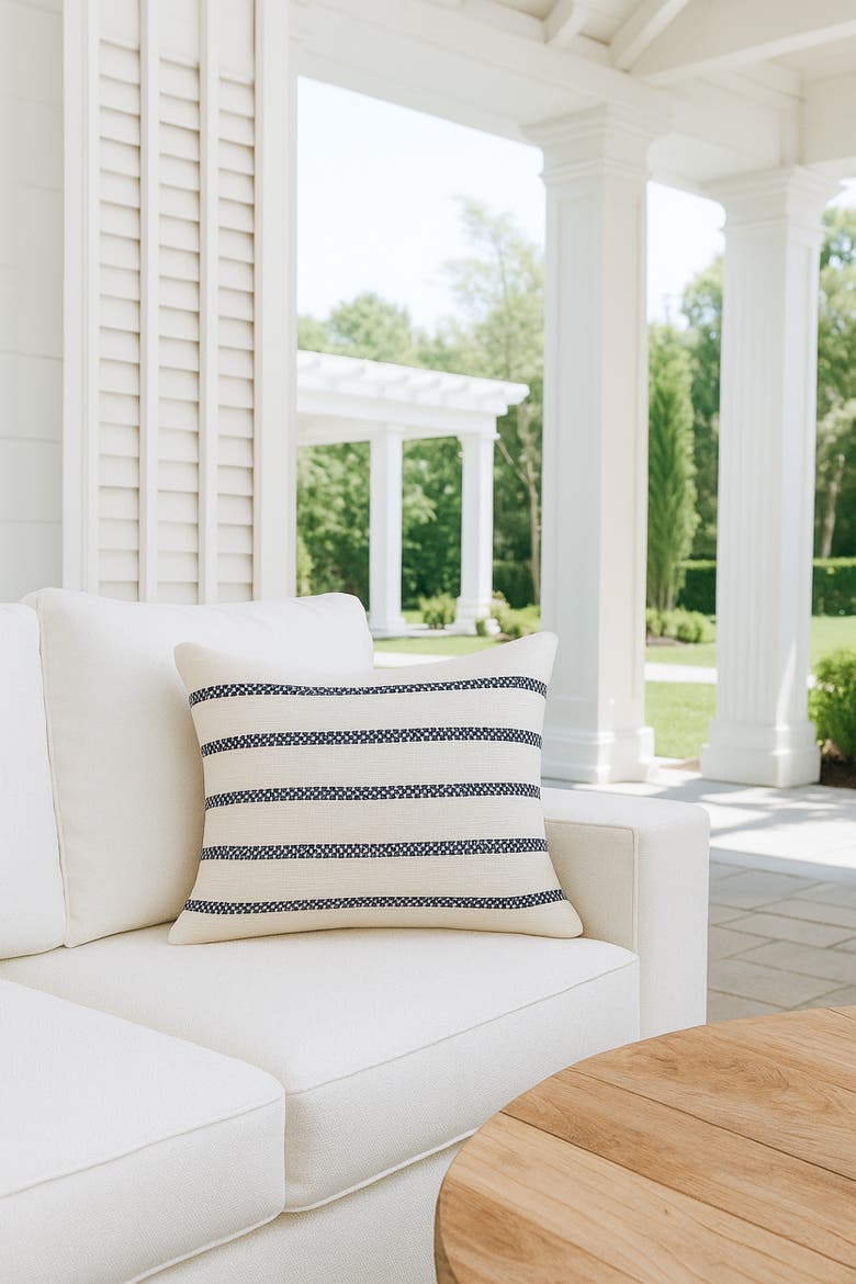 Regatta Stripe Pillow, Alternate, color, Navy Blue