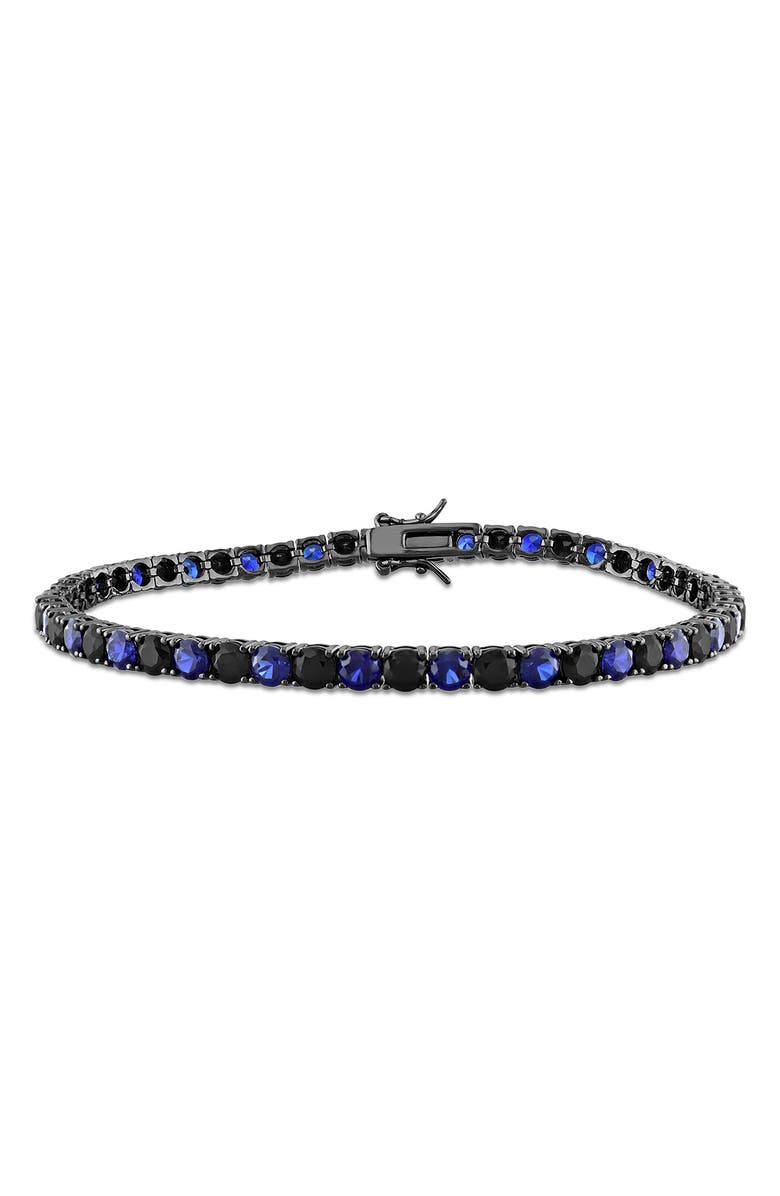 DELMAR Men's Sterling Silver Lab Created Sapphire Bracelet, Main, color, Blue