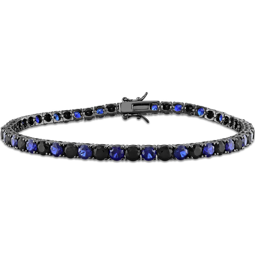 Delmar Sterling Silver Lab Created Sapphire Bracelet In Blue
