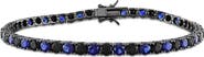 DELMAR Men's Sterling Silver Lab Created Sapphire Bracelet