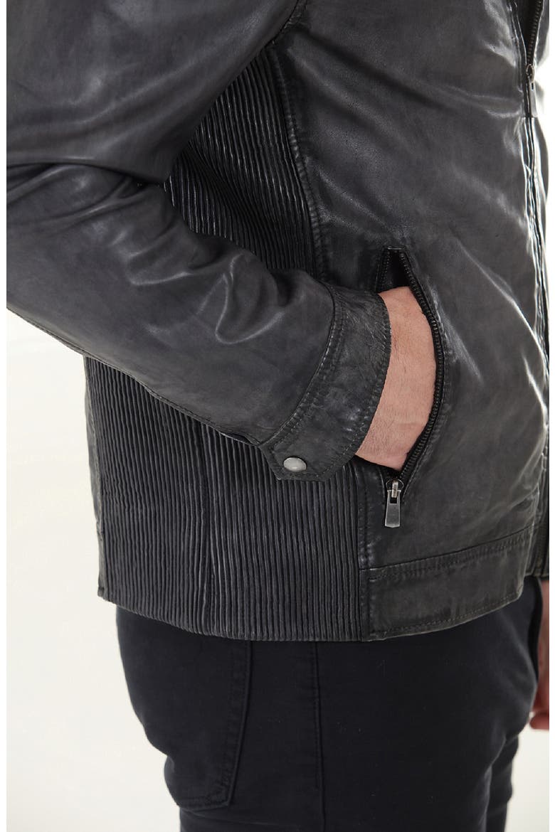 Leather Moto Jacket, Alternate, color, CHARCOAL