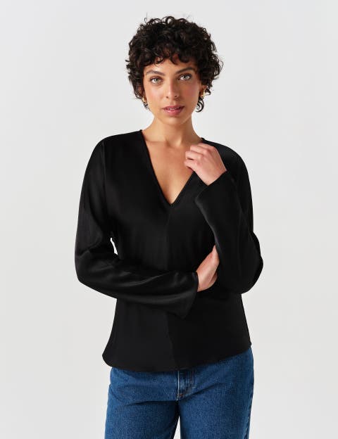 Lucille Long Sleeve Satin Top