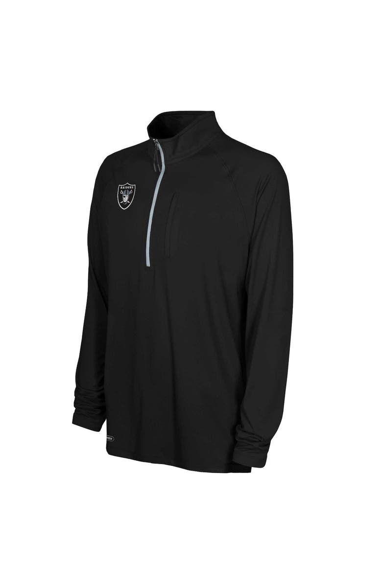 Outerstuff Men's Black Las Vegas Raiders Combine Authentic Raglan Quarter-Zip Top, Alternate, color, Black