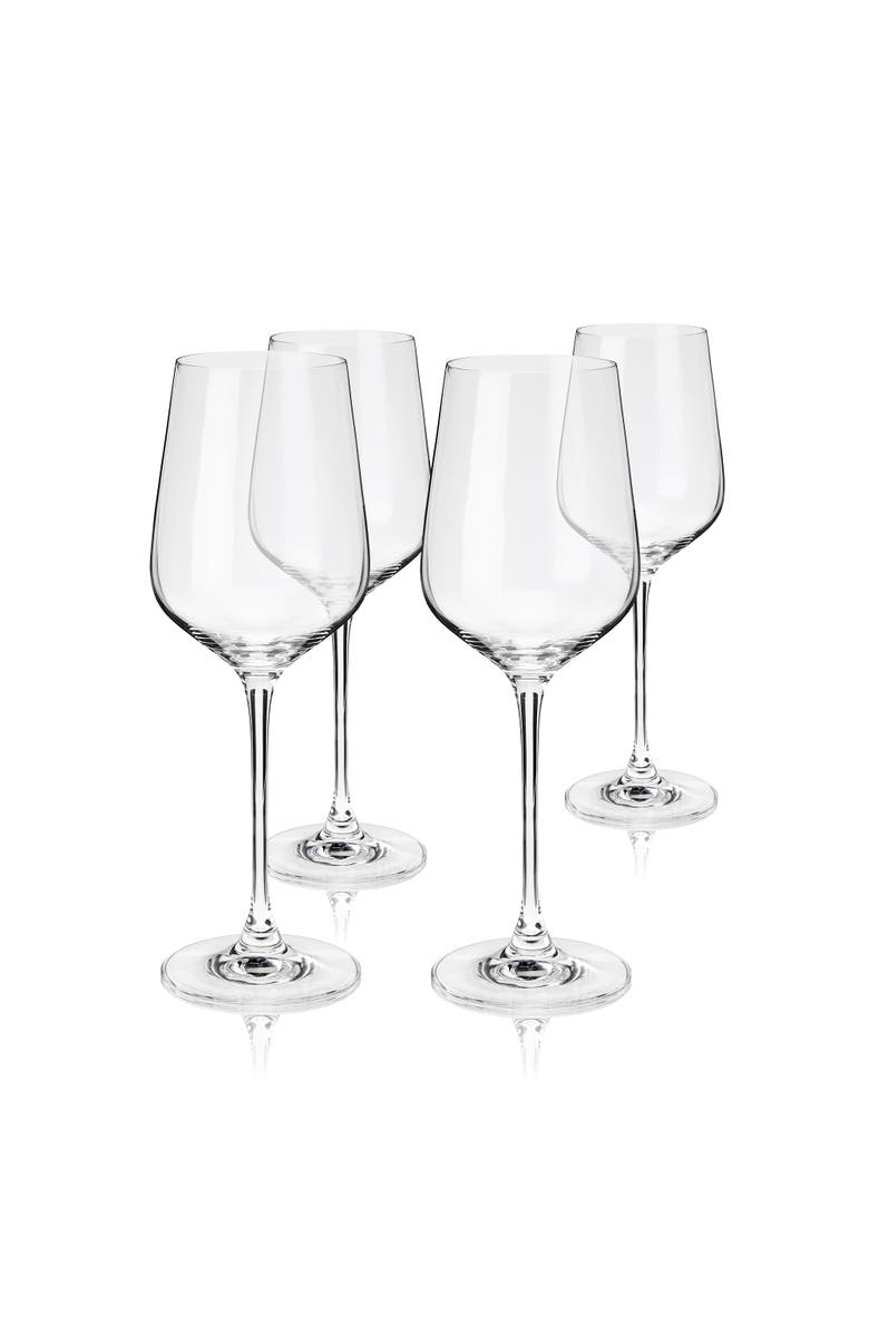 Viski Reserve Inez Crystal Bordeaux Glasses Set of 4, Main, color, Clear