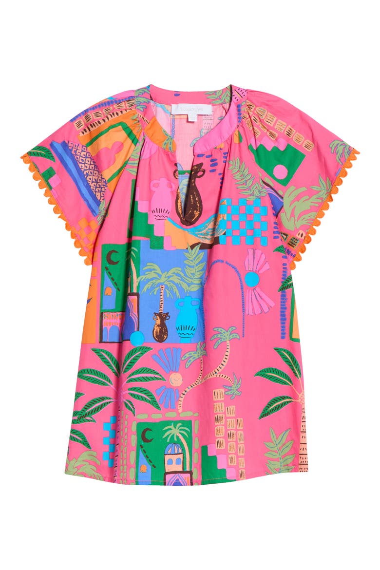 Lanus City Ayla Split Neck Top, Alternate, color, FUCHSIA-MULTI