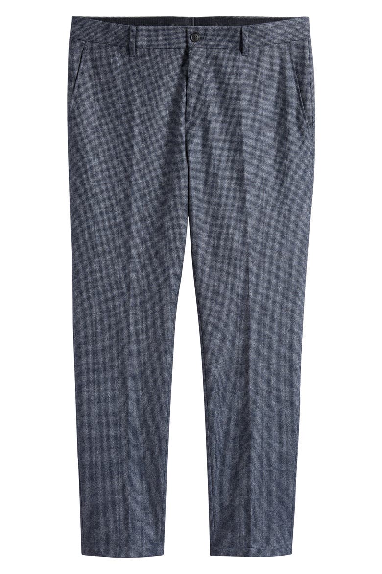 Genius Slim Fit Flat Front Microcheck Brushed Wool Dress Pants, Alternate, color, OPEN BLUE