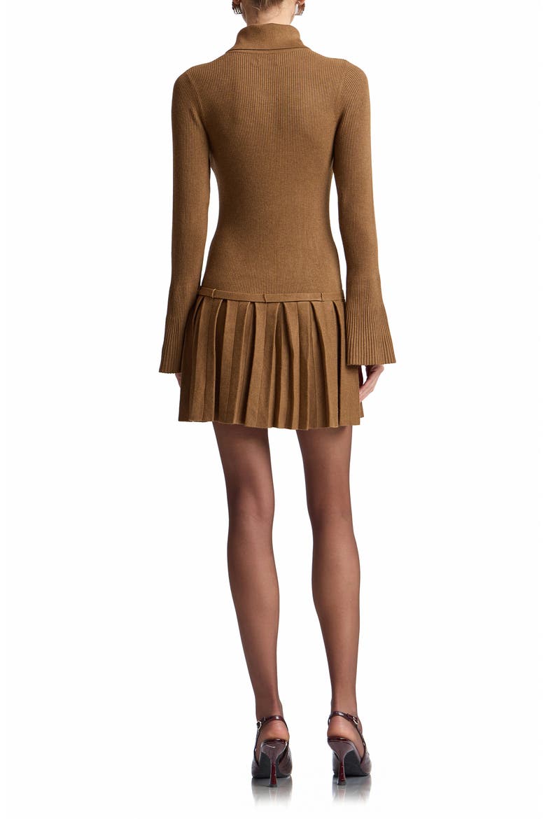 Drop Waist Pleated Sweater Dress, Alternate, color, RUSSET