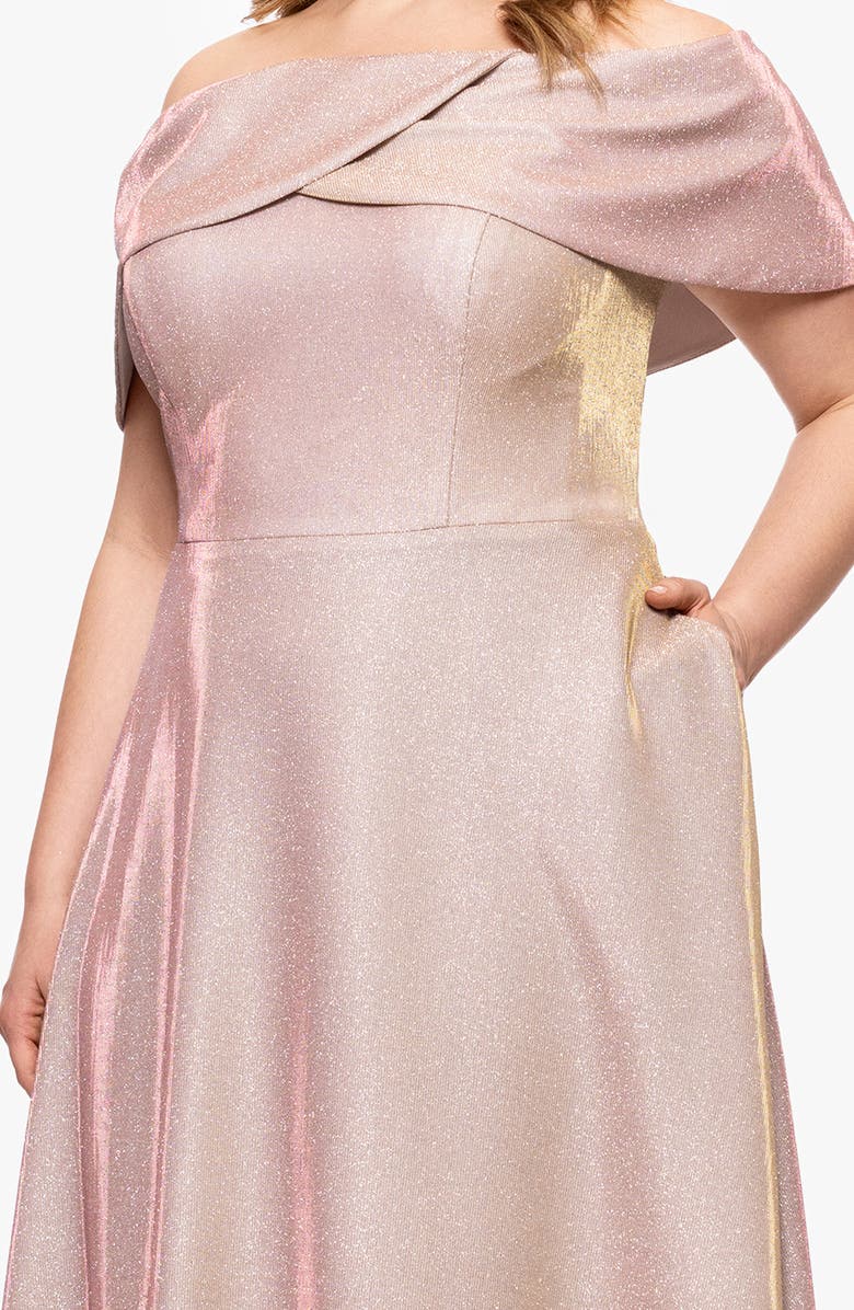 Betsy
Adam Galaxy Metallic Off the Shoulder Gown, Alternate, color, White/ Pink/ Gold