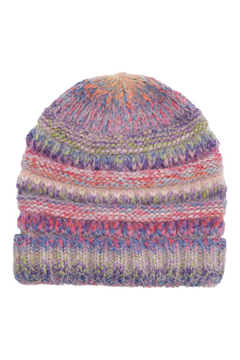 Knit Multicolor Beanie, Main, color, PURPLE MULTI