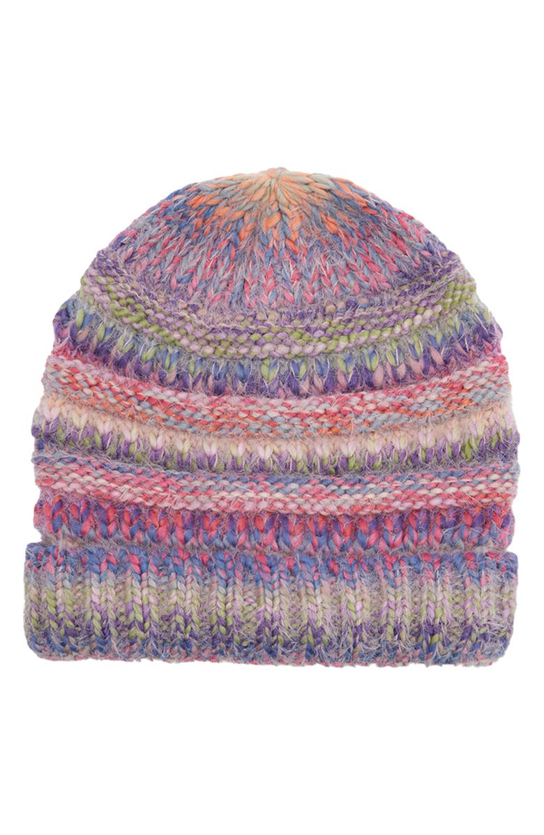SAACHI Knit Multicolor Beanie, Main, color, Purple Multi