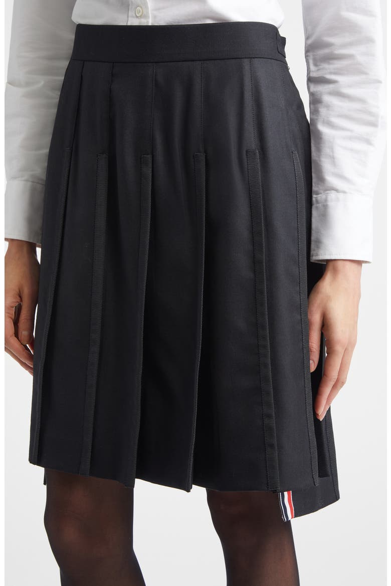 Drop Back Pleated Wool Skirt, Alternate, color, BLACK