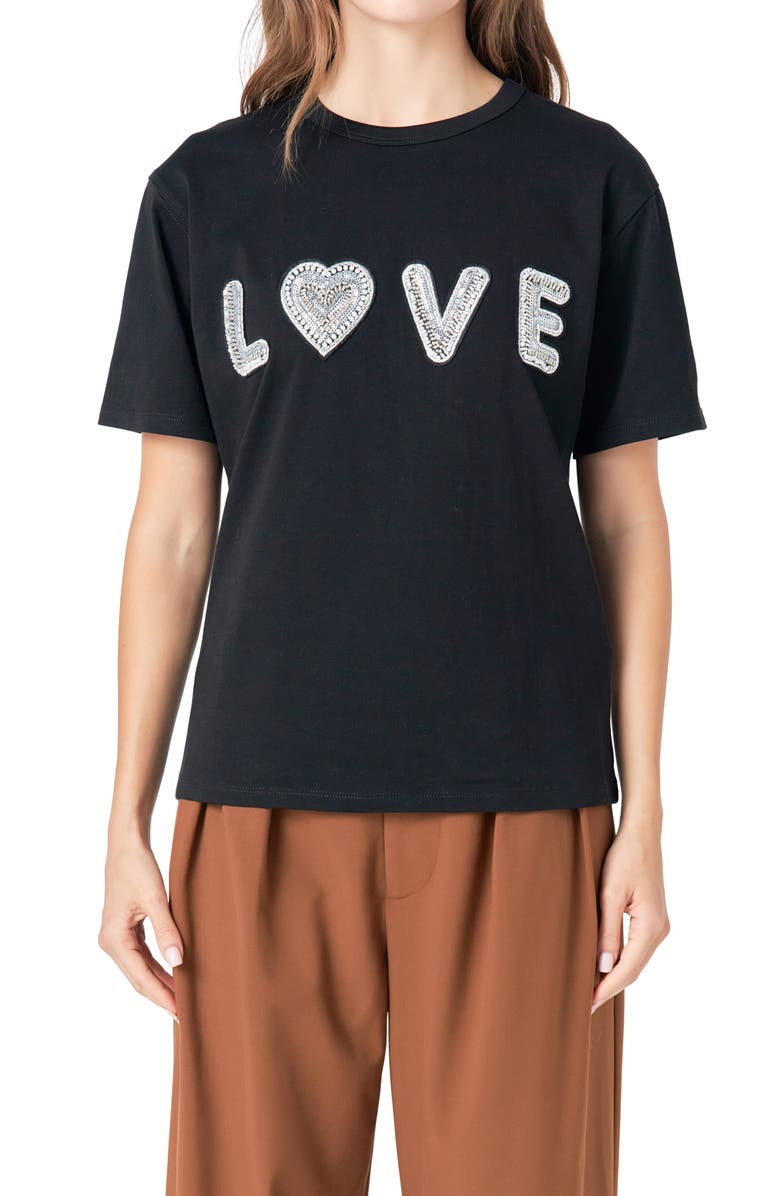 Endless Rose Bead Embellished Patch T-Shirt, Main, color, 