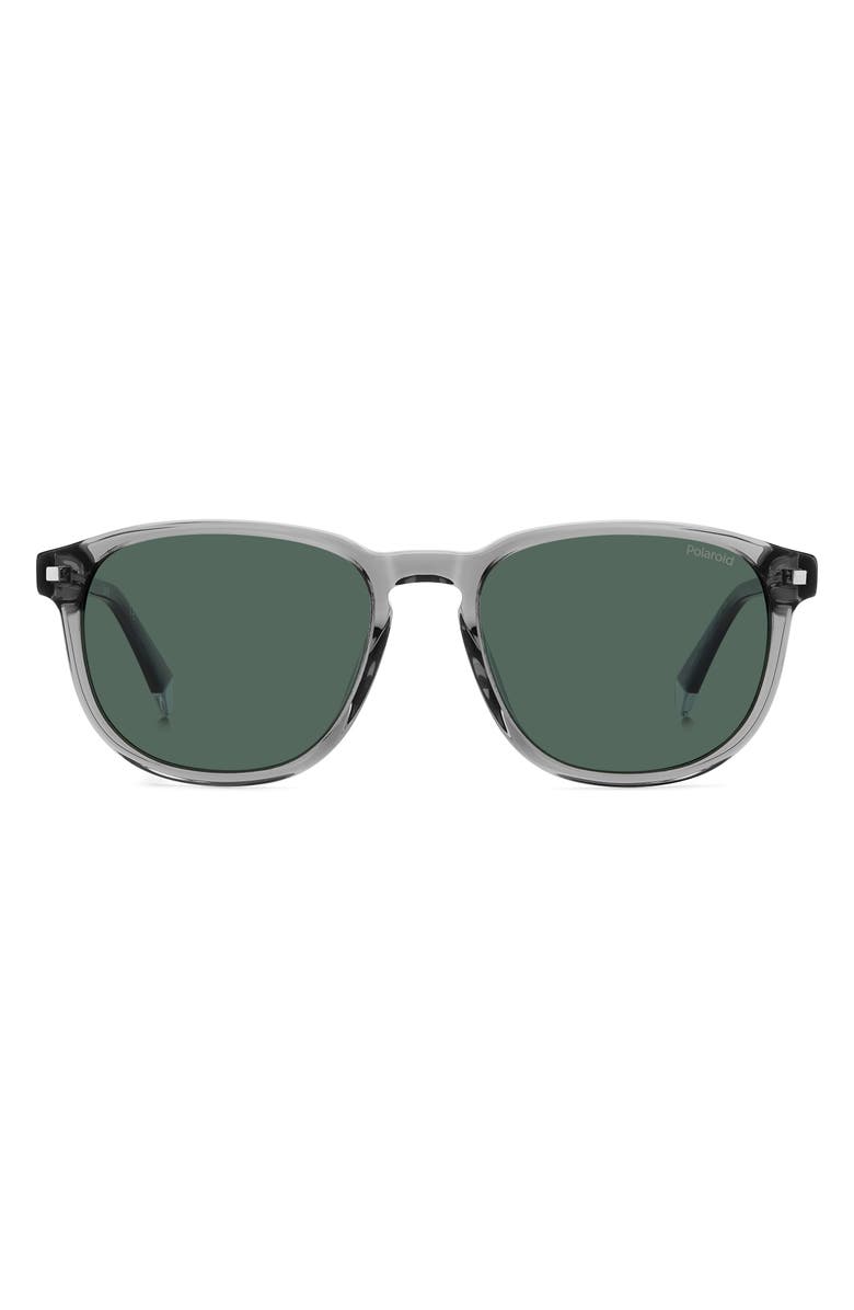 Polaroid 55mm Polarized Rectangular Sunglasses, Alternate, color, Grey/ Green Polarized