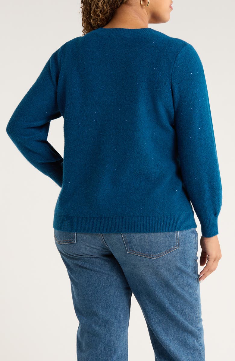 Caslon<sup>®</sup> Sequin V-Neck Sweater, Alternate, color, Blue Poseidon